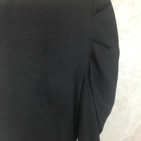 Kenneth Cole Black Faux-Wrap Top with Ruched Sleeves and Front Women's Size S - Picture 14 of 16
